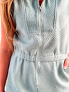 Textured Front Zip Romper