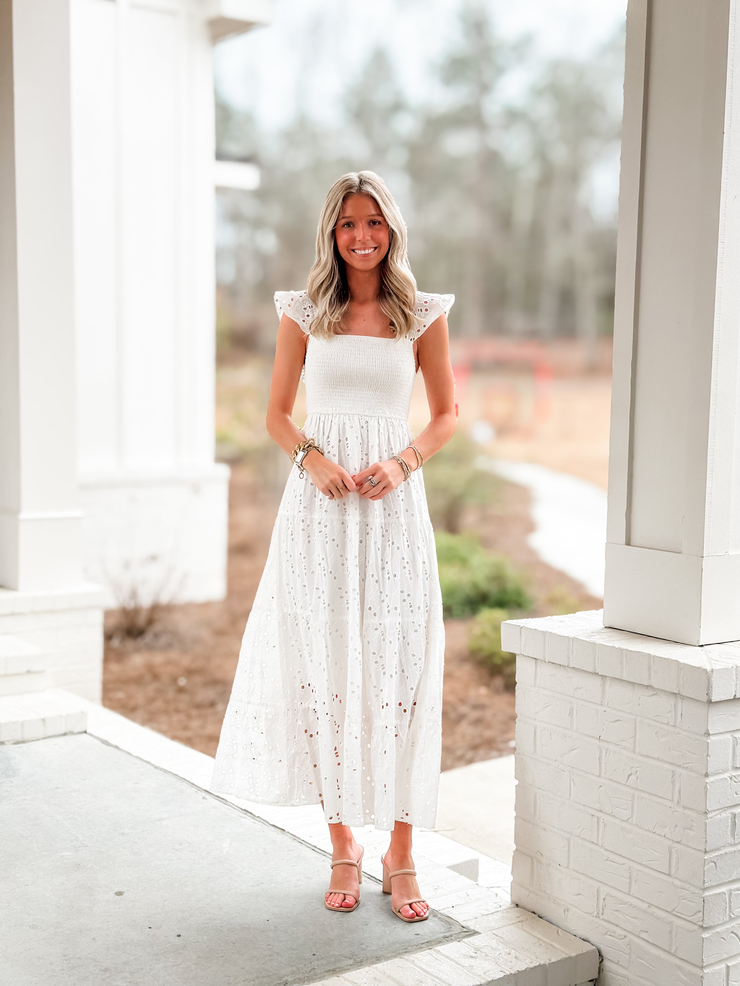 White Eyelet Dress Large