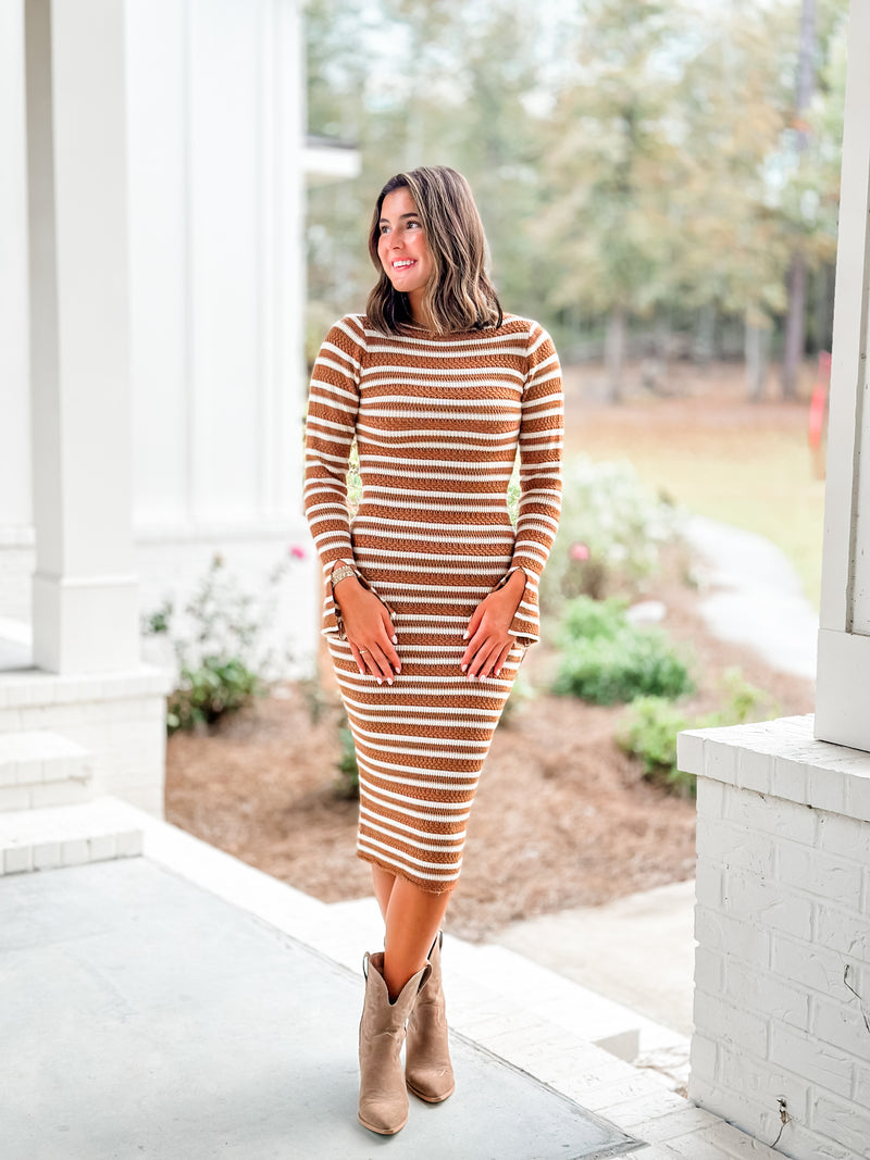 Striped LS Sweater Dress