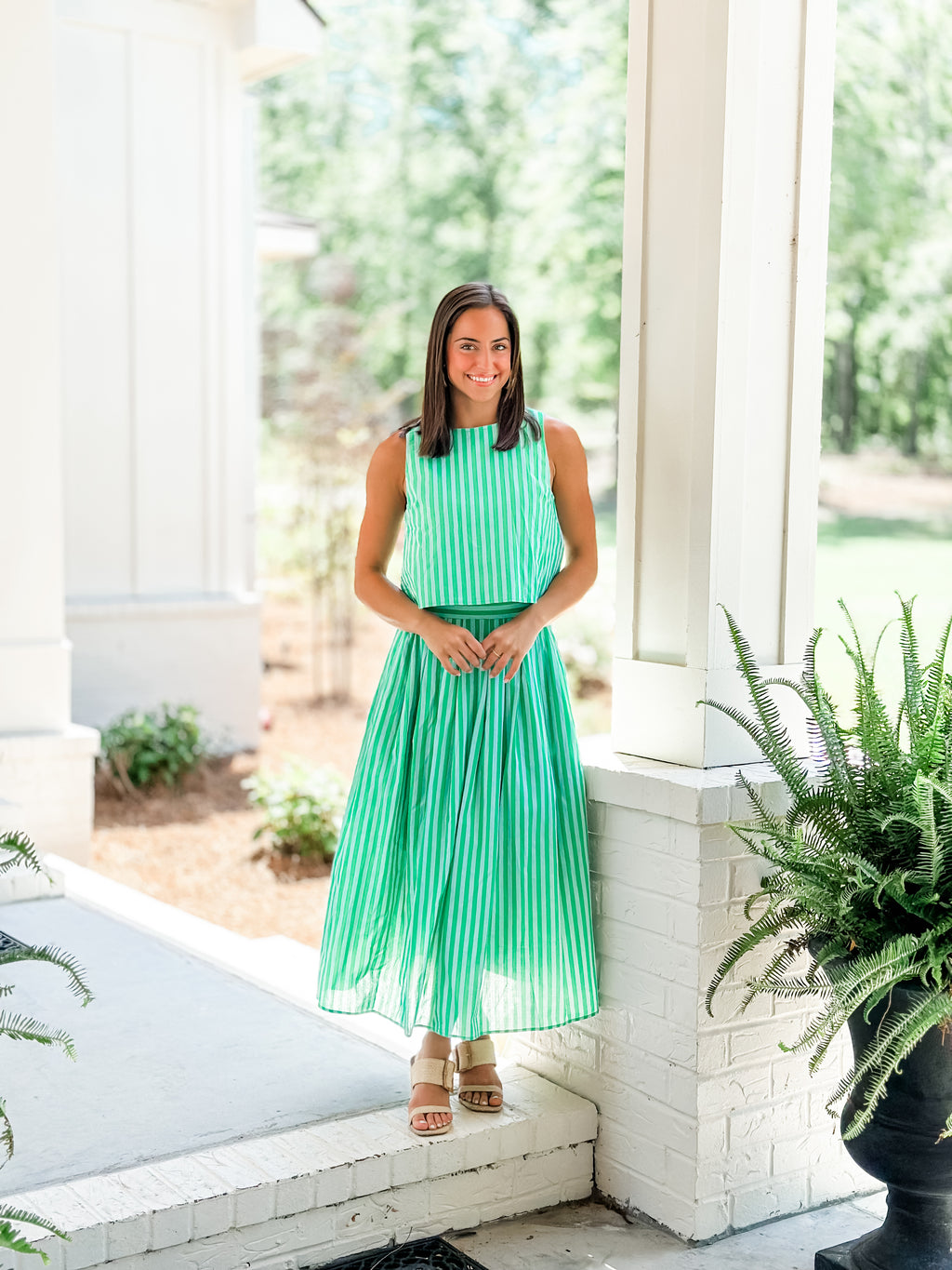 Green Skirt Set