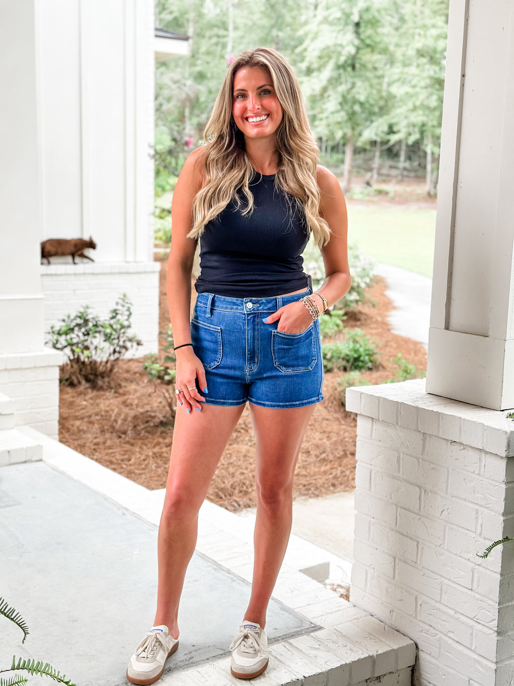 Front Pocket Denim Shorts