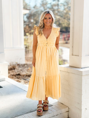 Yellow Detail Midi Dress