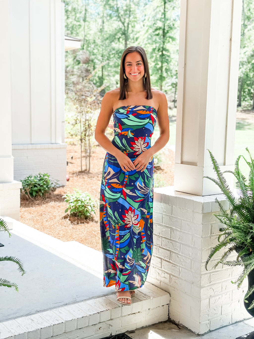 Navy Tropical Dress
