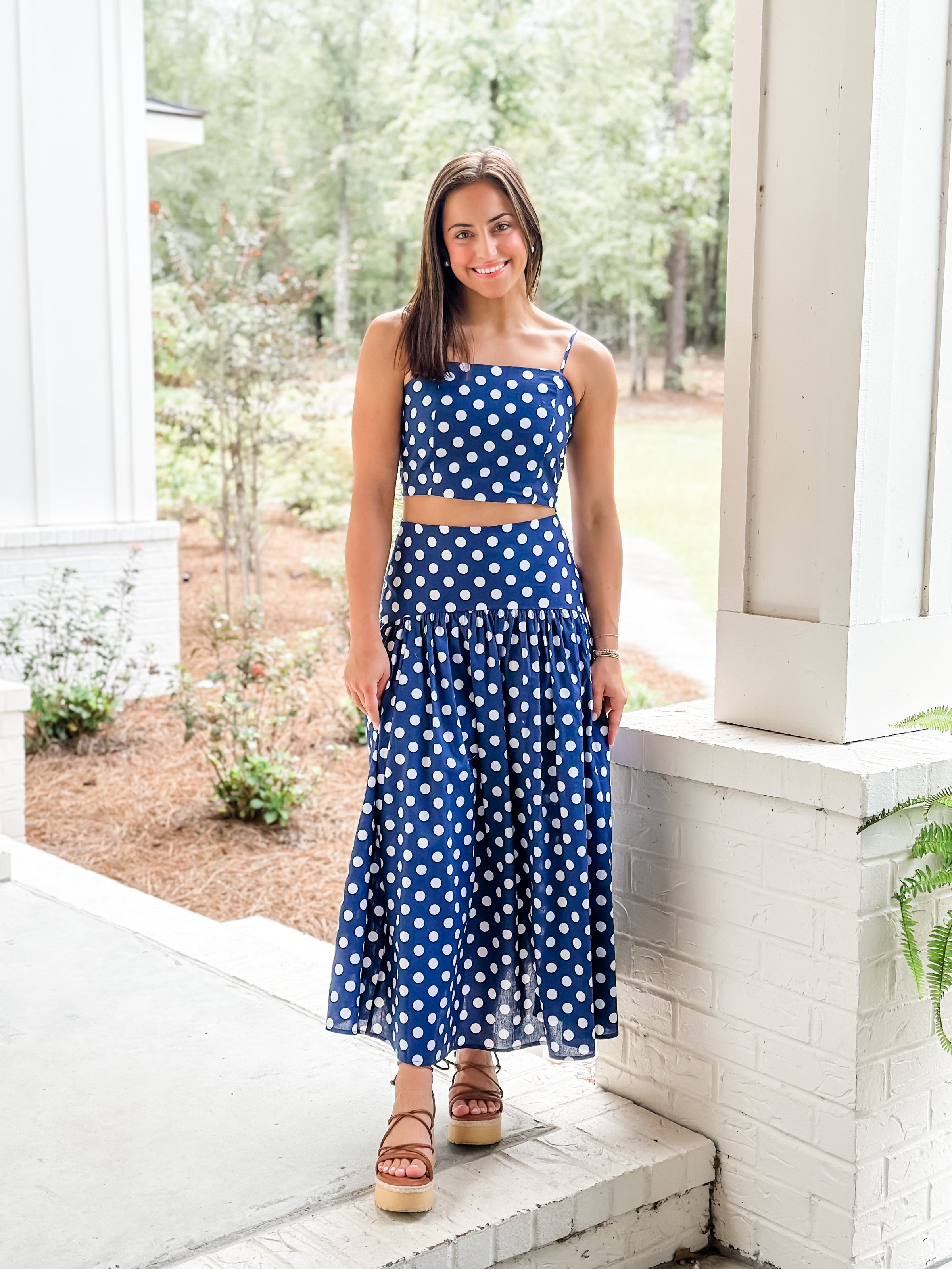 Polka Dot Crop Top & Maxi Skirt Set Medium