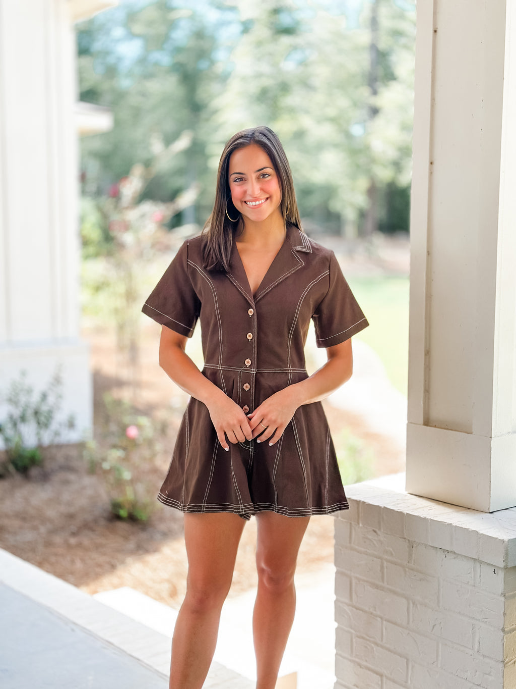Stitch-Button Down Romper