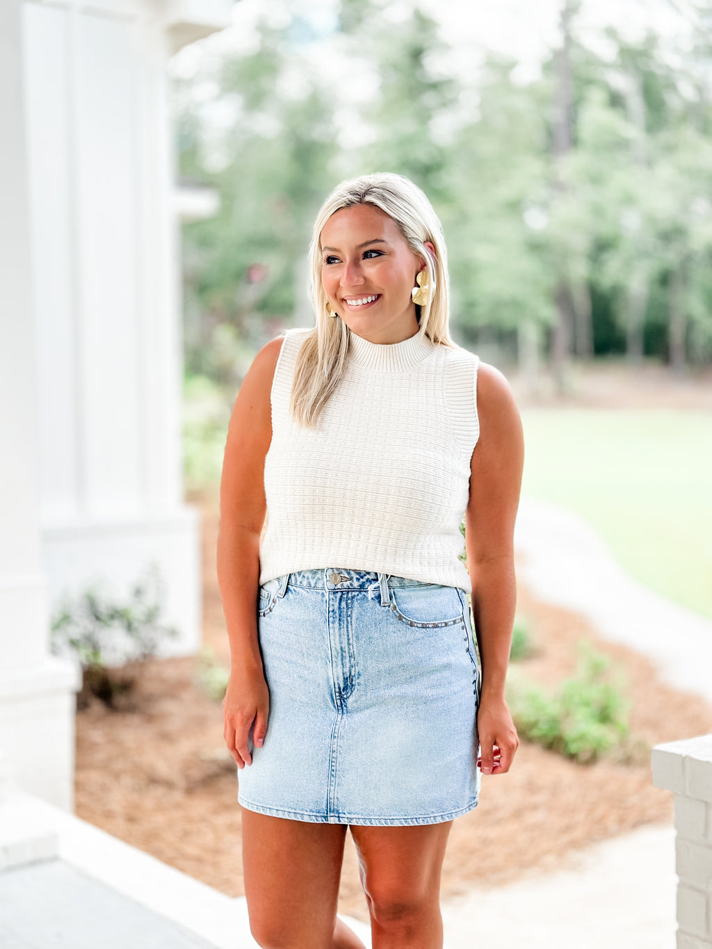 Pearl Ribbed Sweater Tank