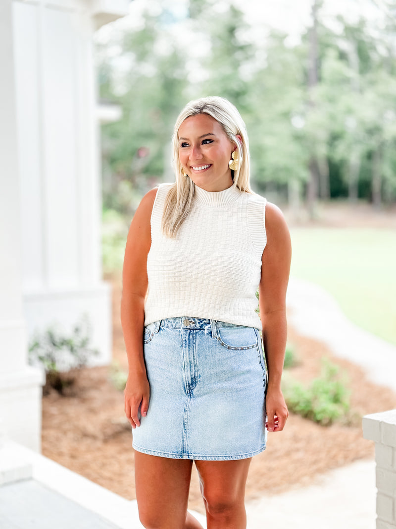 Pearl Ribbed Sweater Tank