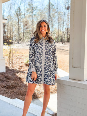 Navy Flower Dress