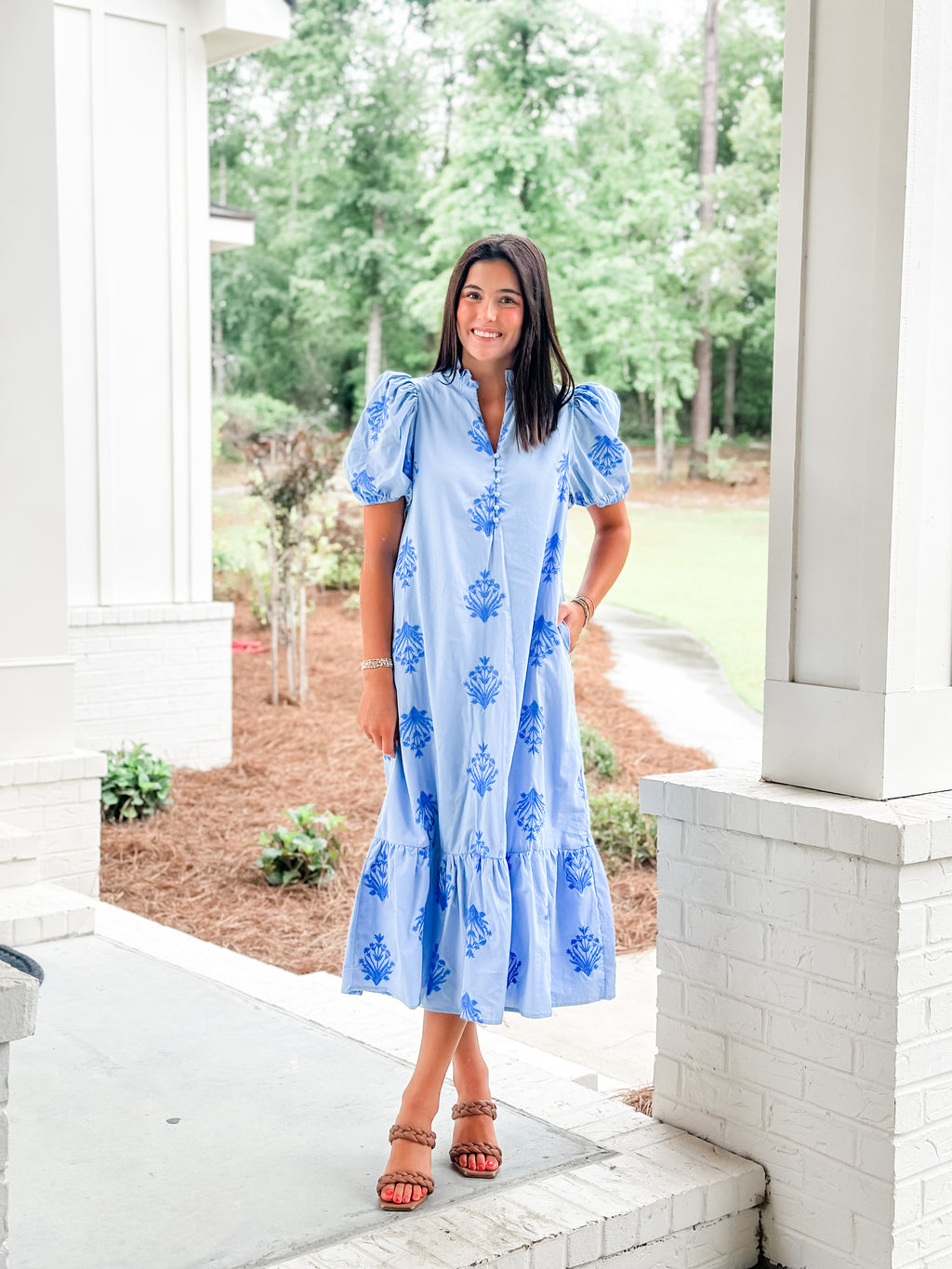 princess polly baby blue dress ZW COLLECTION PLEATED SHIRT DRESS - Light blue