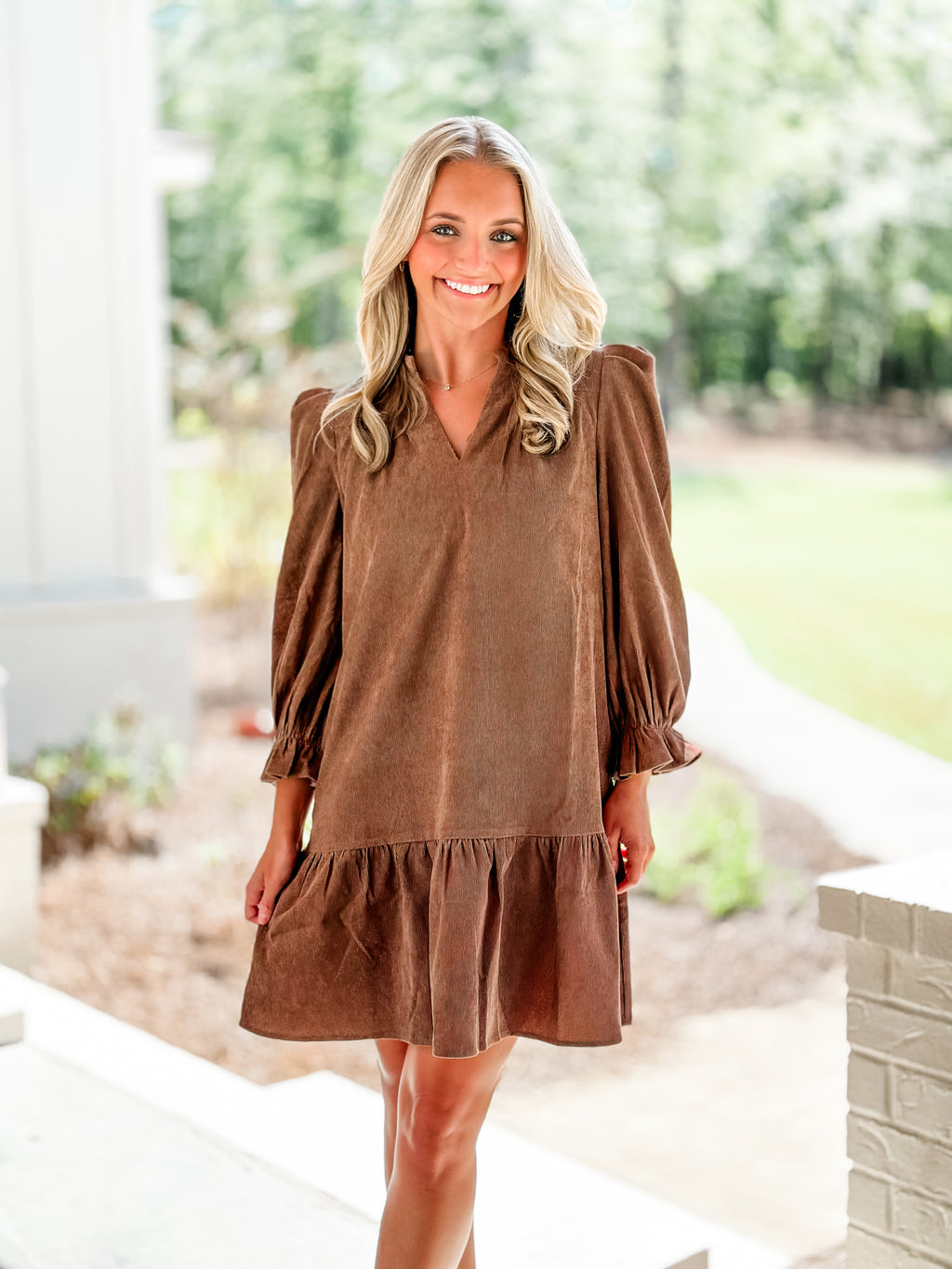 Coffee Corduroy Dress