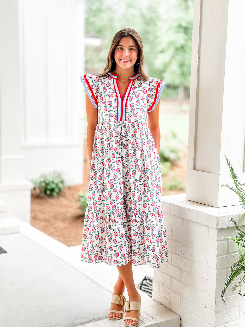 Red Floral Midi