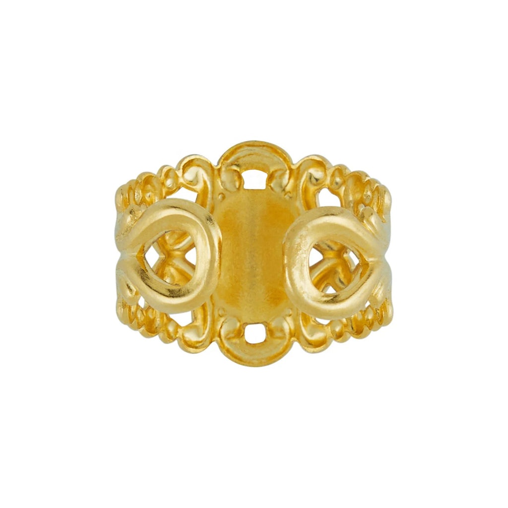 Handcast Gold Bee Intaglio Adjustable Ring