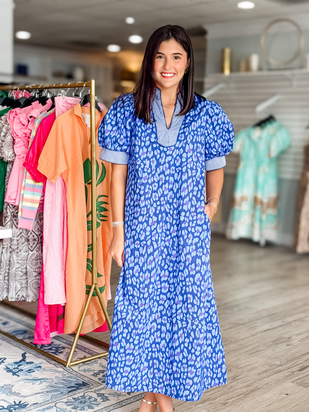 blue blush clothing dress Light Blue Floral Sleeveless Ruffle Tiered Maternity Midi Dress main image 1