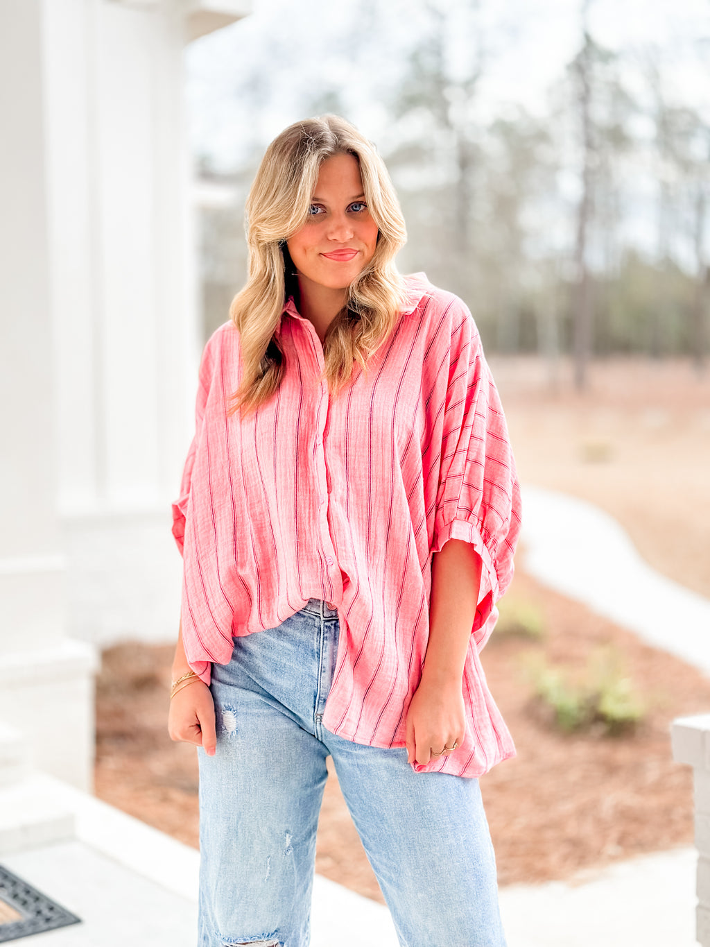 Into Coral Blouse