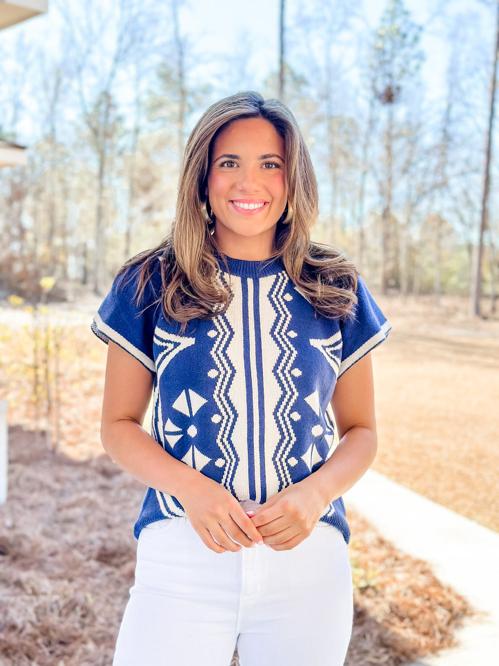 Navy Flutter Top