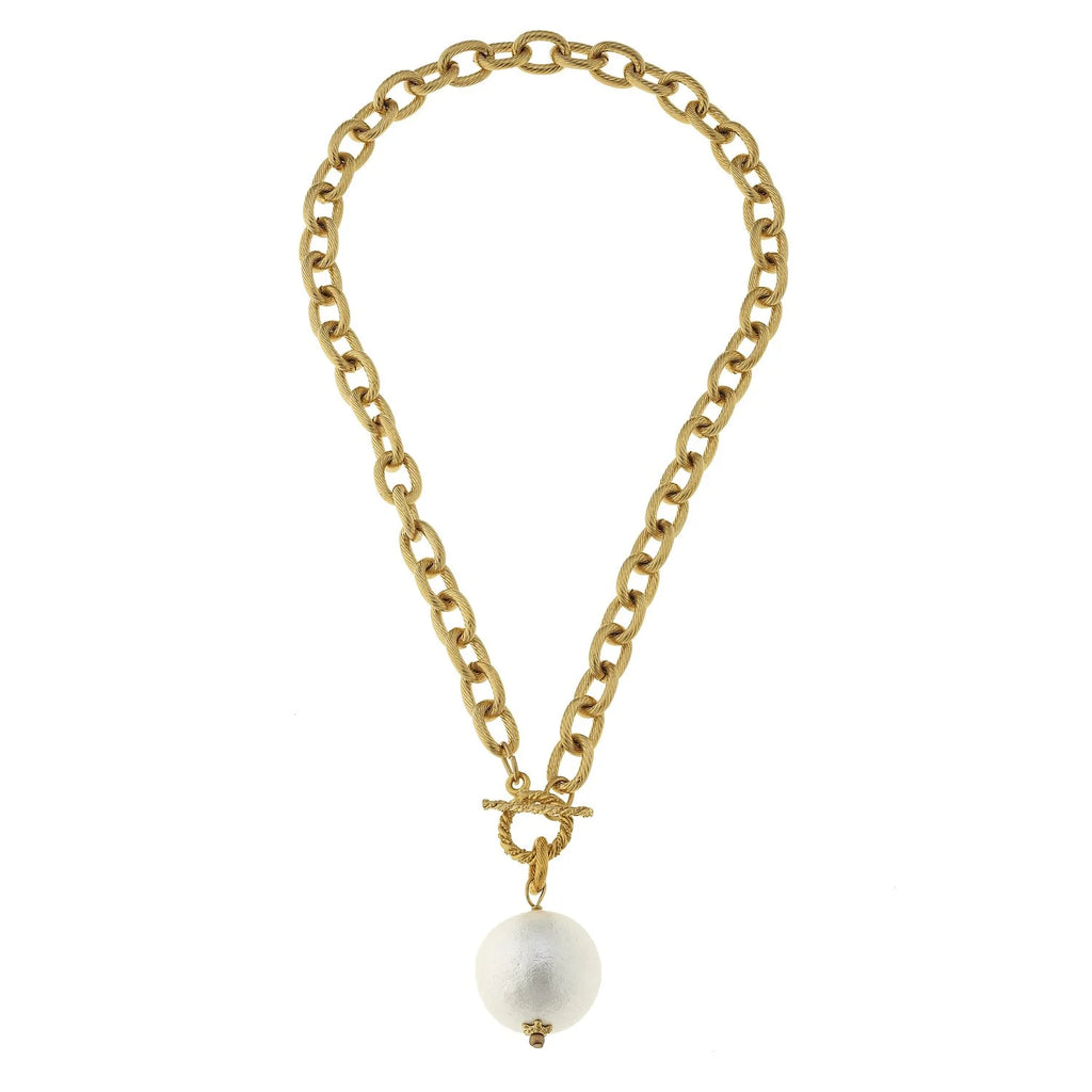 Cotton Pearl Toggle Necklace