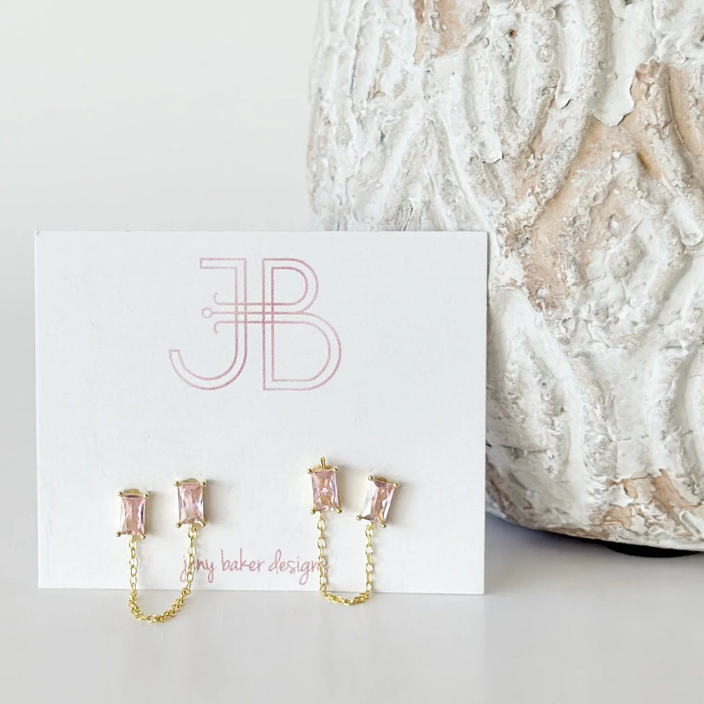 Pink Double Chain Studs