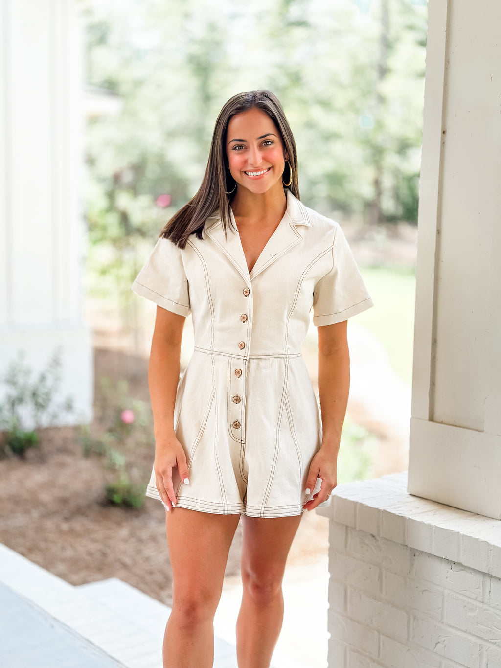 Stitch-Button Down Romper